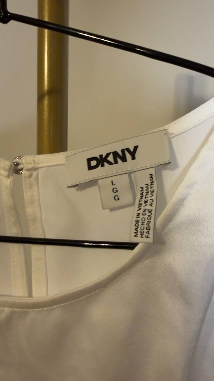 DKNY Women’s Woven Sleeveless Crew Neck Top White L NWT $59