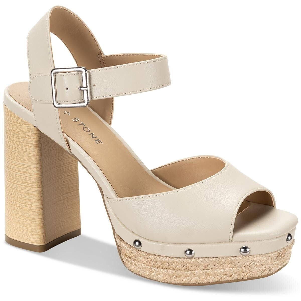 Sun &amp; Stone Maisiee Platform Heels - Tan Open Toe, Strappy, 4in Heels, US 9