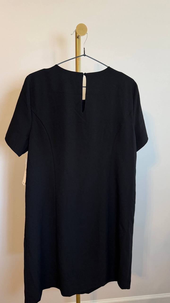 CeCe Sequin Bow Shift Dress Black Mini Lined Round Neck Size 12 NWT $119