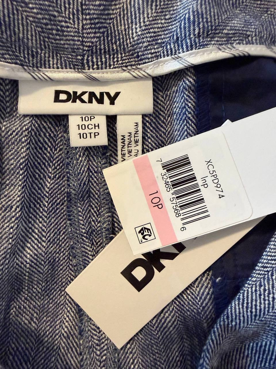 DKNY Petite High‑Rise Wide‑Leg Pants –Blue – Size 10P – NWT