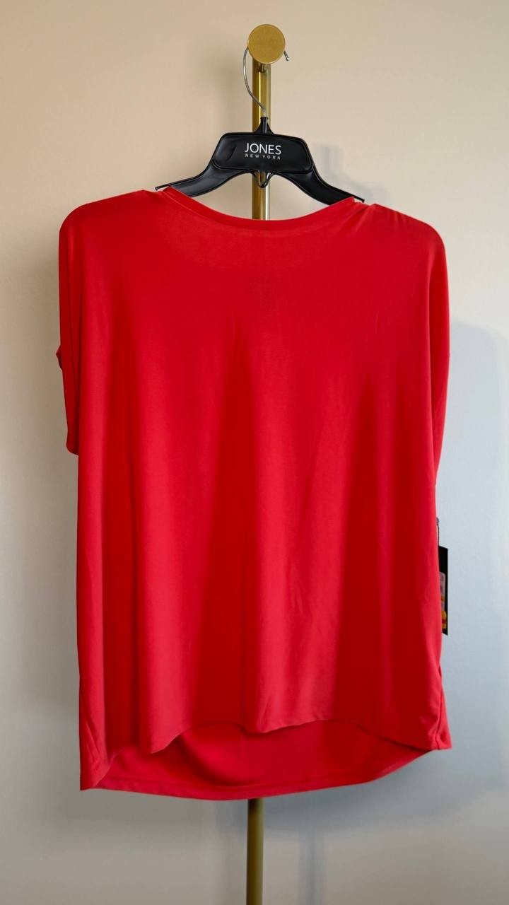 Jones New York Shirred Shoulder Top Rouge M NWT $59.50
