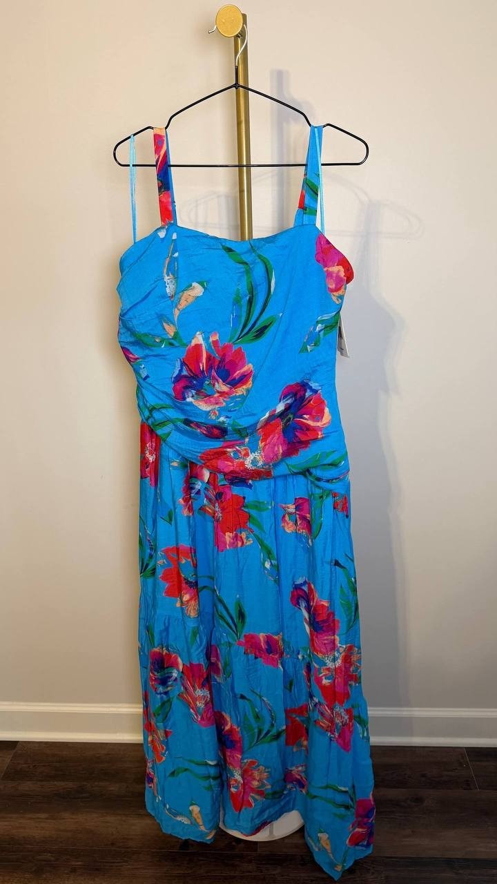 Taylor Asymmetrical Drop‑Waist Maxi Dress Red Salsa 16 NWT $128