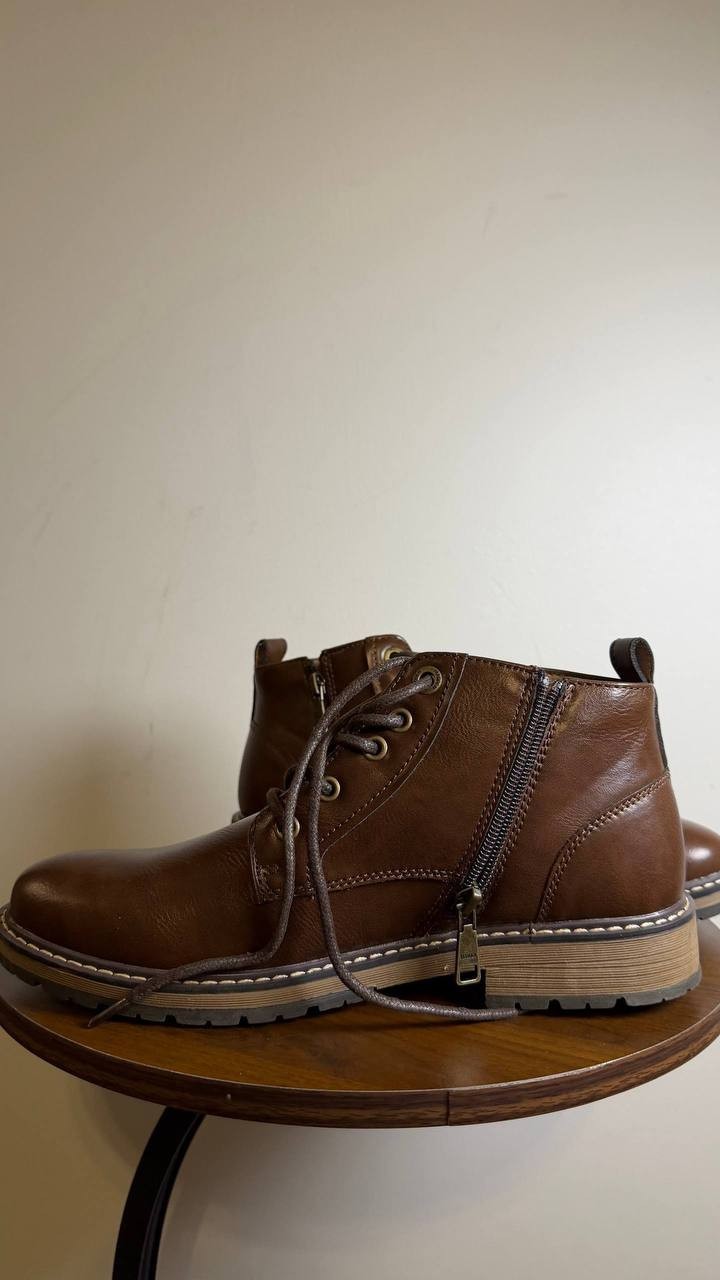 Madden Men Brown Leather Lace‑Up Boots 8M NIB MSRP $90