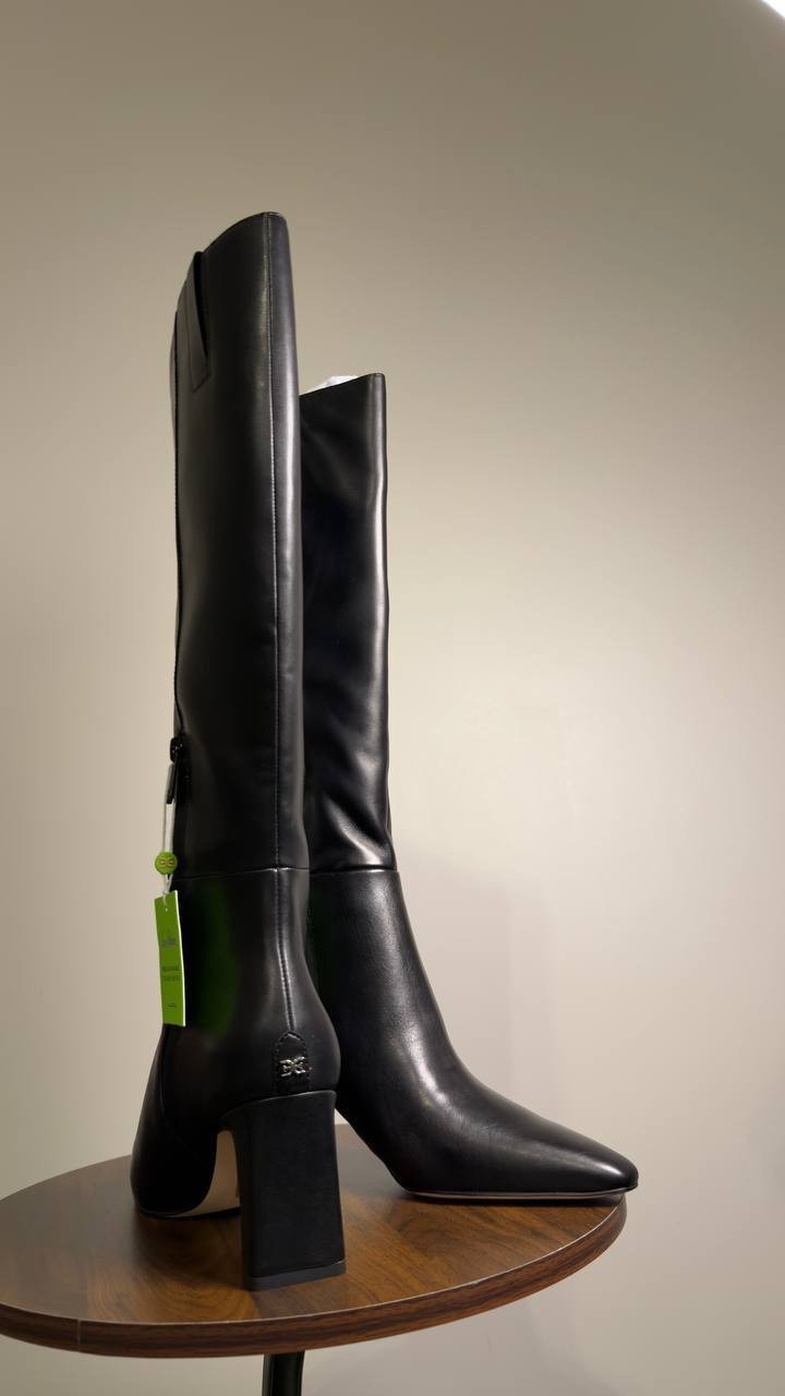 Sam  Edelman  Knee‑High  Dress  Boots  Black  Leather  7.5M  New  $200