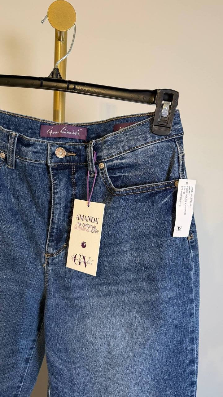 Gloria Vanderbilt Women’s Amanda Classic Jeans Dark Blue 10 $52 NWT