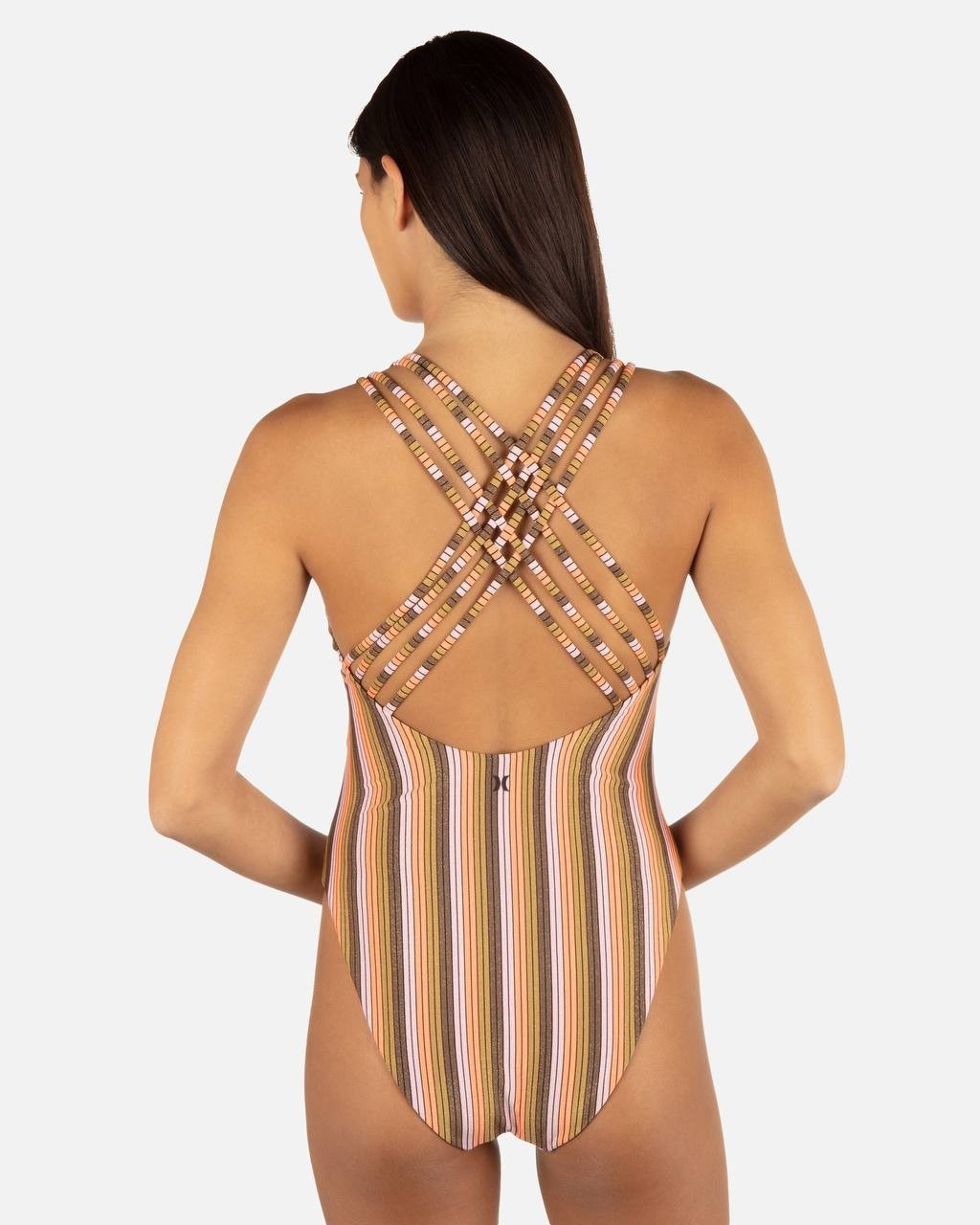 Hurley Sunset Shine Stripe Moderate Crossback One Piece XL NWT $90