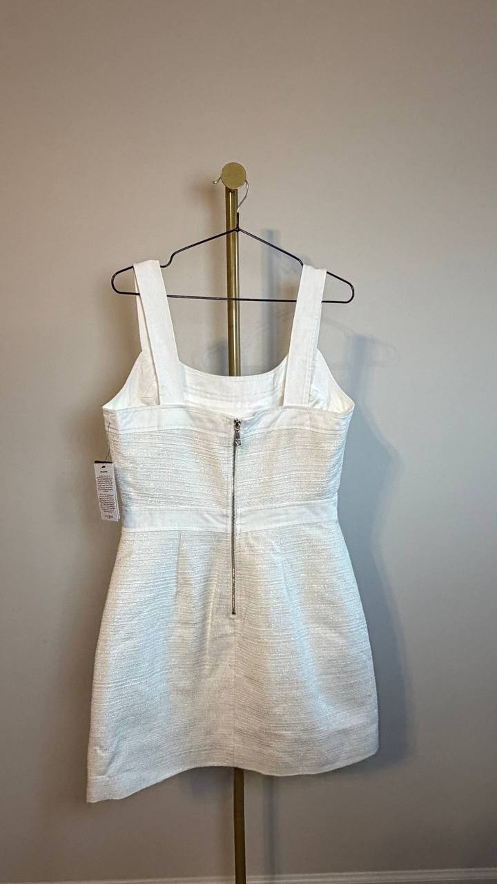 Guess Elsie Tweed & Denim Dress White Combo M NWT $148