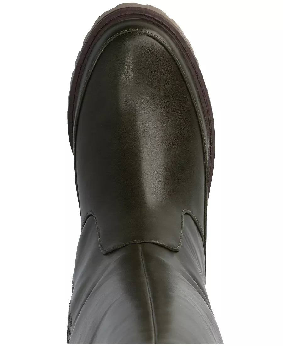 Journee Zemmie Boots 11M Olive PU Knee‑High Lug Sole Almond Toe NIB msrp$128