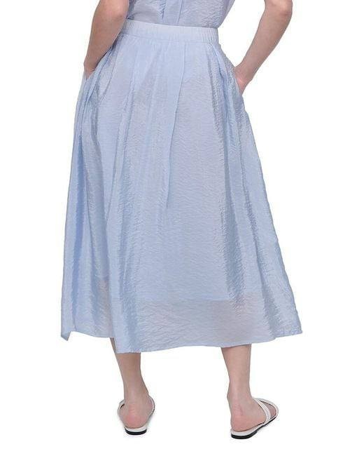 DKNY White Poplin Midi Skirt XL NWT Zip Front A-Line, Minimalist Tailored