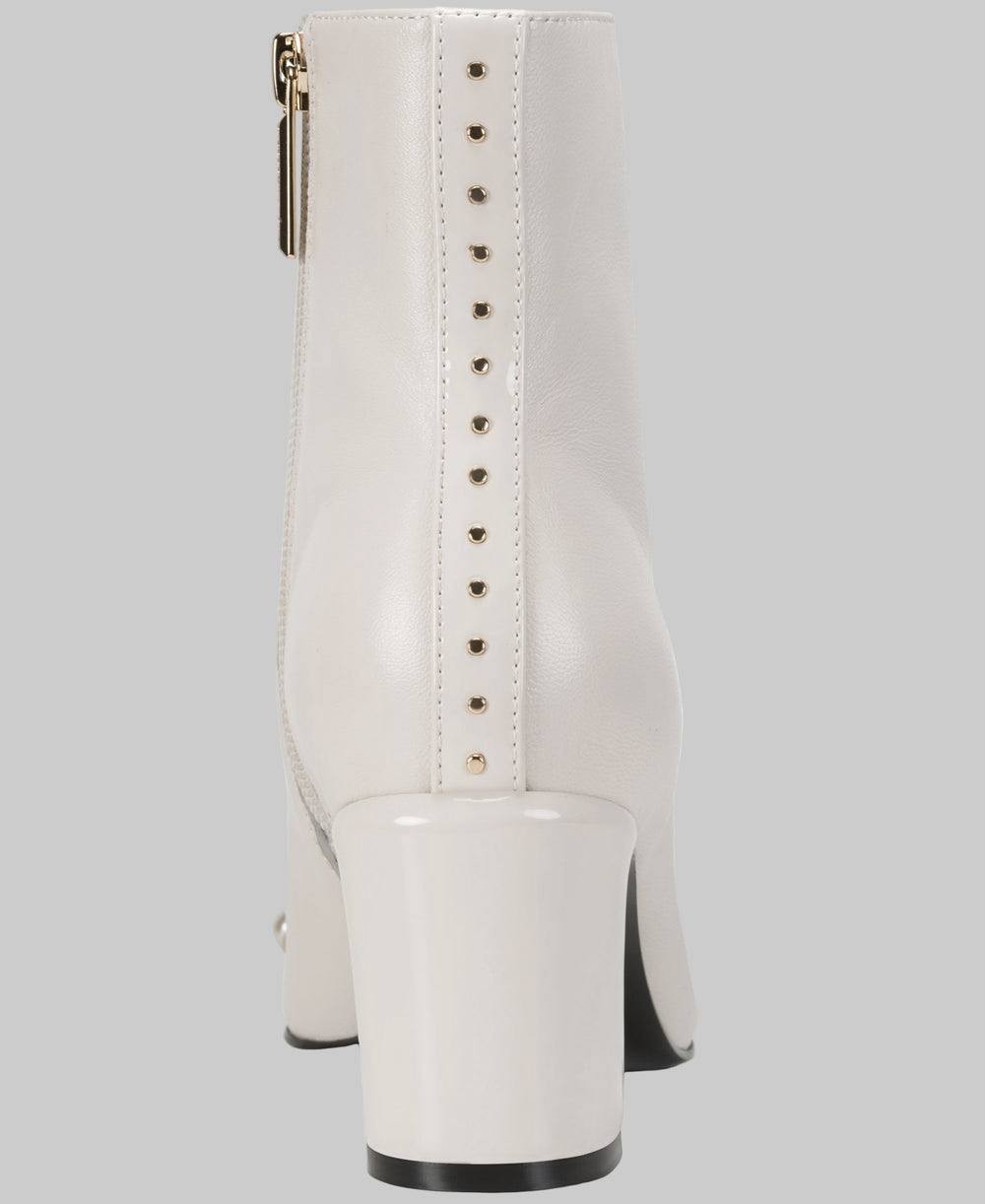 Karl Lagerfeld White Leather Heeled Booties 6M New in Box $199
