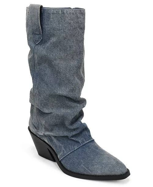 Wild Pair  Block Heel Boots  Denim  7  New  $79.90