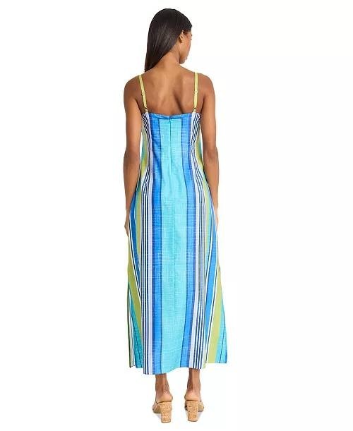 Donna Morgan Striped Side‑Slit Maxi Dress Multicolor 2 $128 NWT
