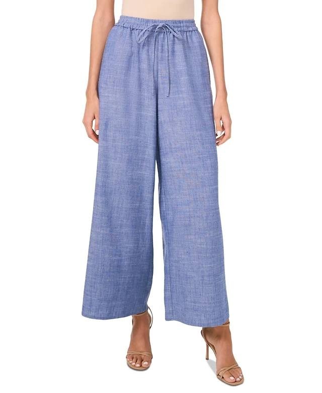 Parker The Rosalie Drawstring Wide-Leg Chambray Pants Blue M $99 NWT