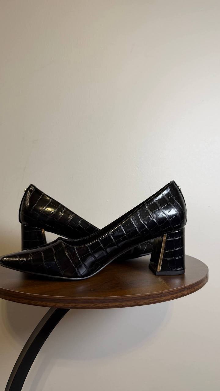 Jones New York Block Heel Pumps 7.5M Black Croco Faux Leather MSRP $69.90