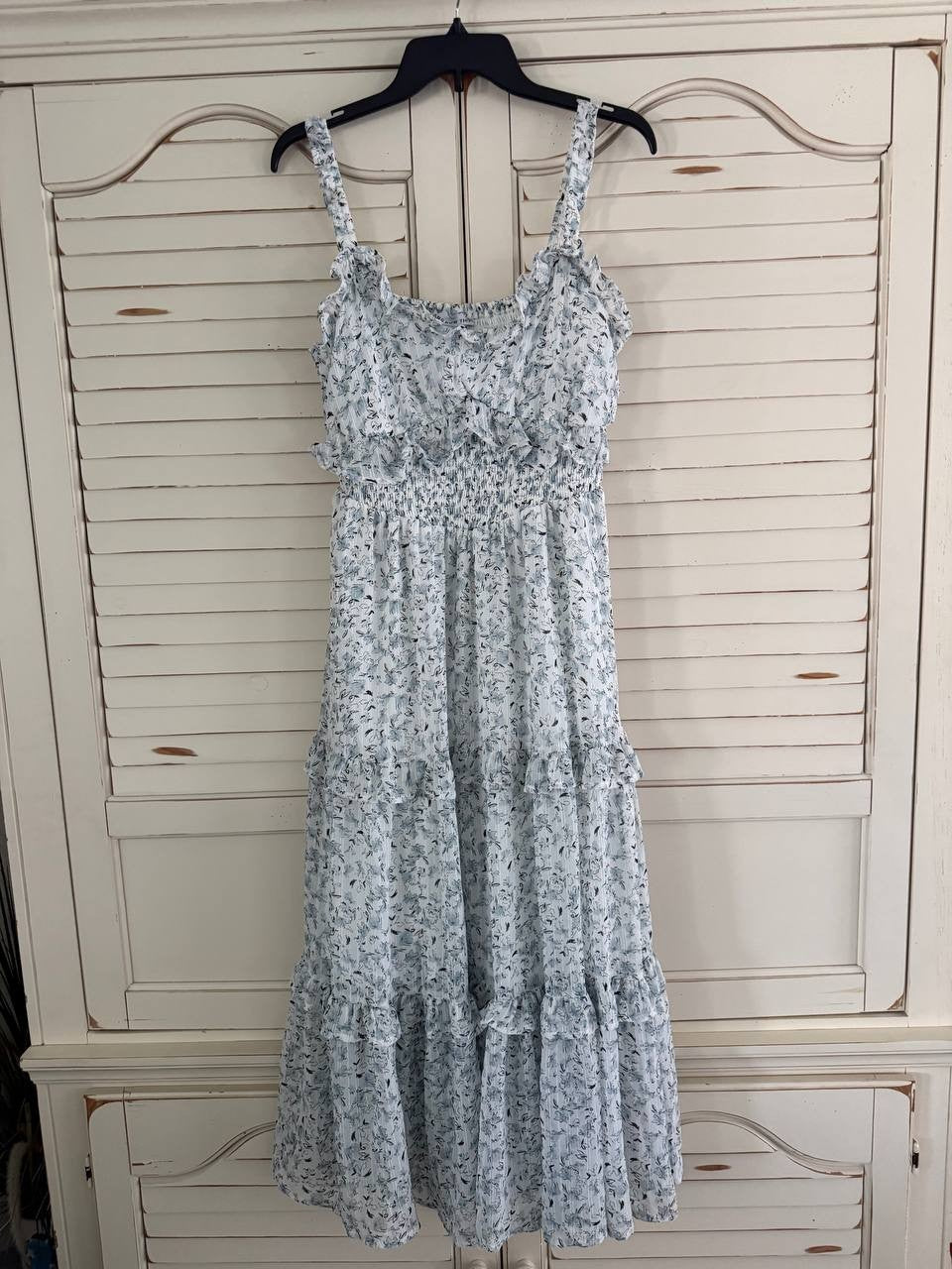 And Now This Floral Tiered Maxi Dress – Ivory Multi, Size PL (Petite Large)