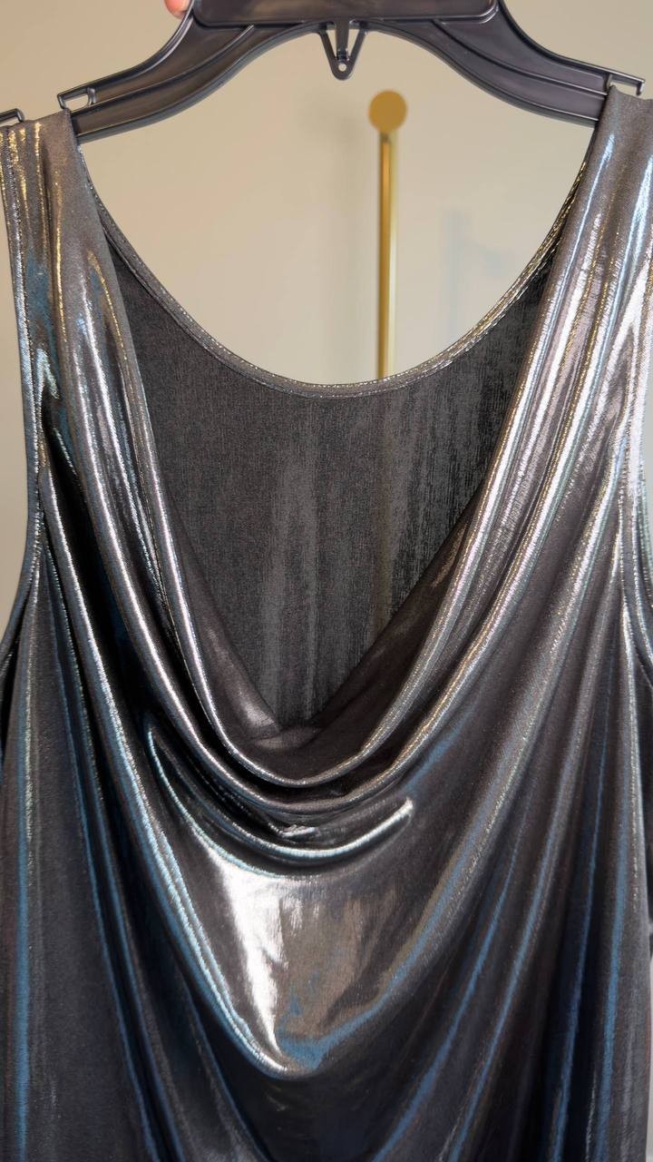 BOSS Orange Esarah Metallic Scoop‑Neck Tank Open Grey M NWT $79