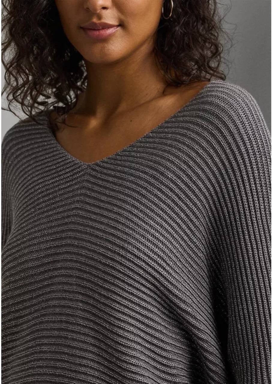Lauren Ralph Lauren Rib Knit Dolman Sleeve Sweater Deco Pewter M NWT $125