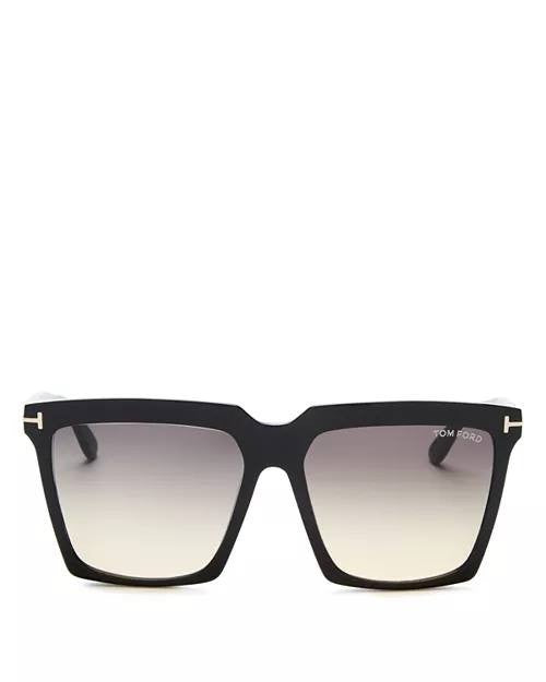 Tom Ford FT0764 Sabrina‑02 Geometric Sunglasses Shiny Black OS NWT $495