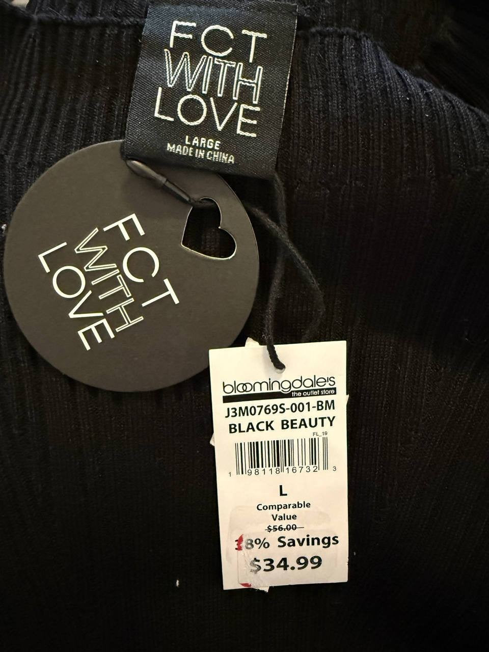 FCT With Love Black Knitted Midi Dress – Size L – NWT – $56