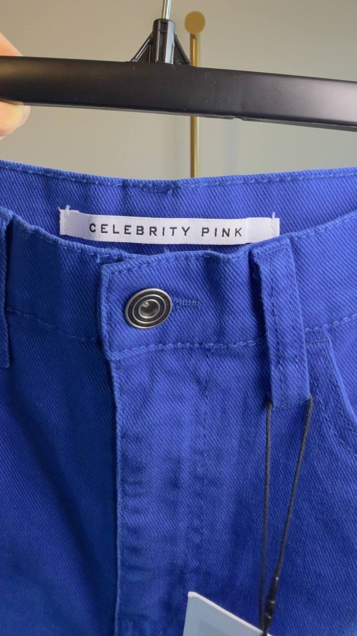 Celebrity Pink High Rise Color Wash Straight Leg Jeans Royal Blue 7/28 NWT