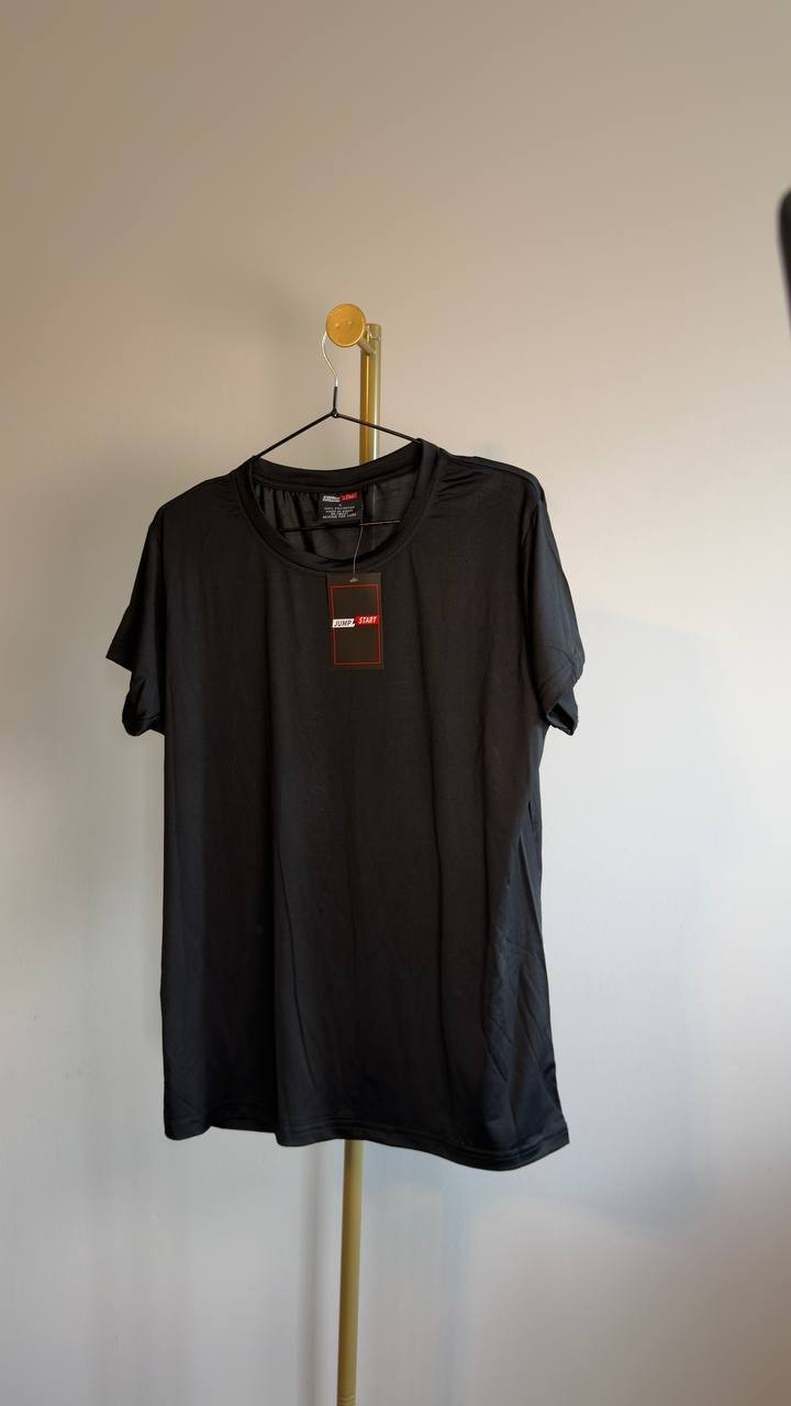 Jump Start Men’s Poly Tech Short Sleeve Crew Neck Tee Black S NWT $19.99