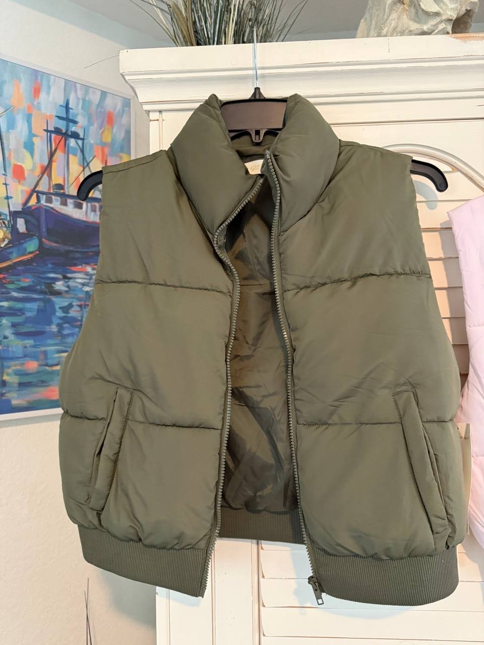 Madden Girl Juniors Zip-Up Puffer Vest Gray Sleeveless Jacket Lightweight