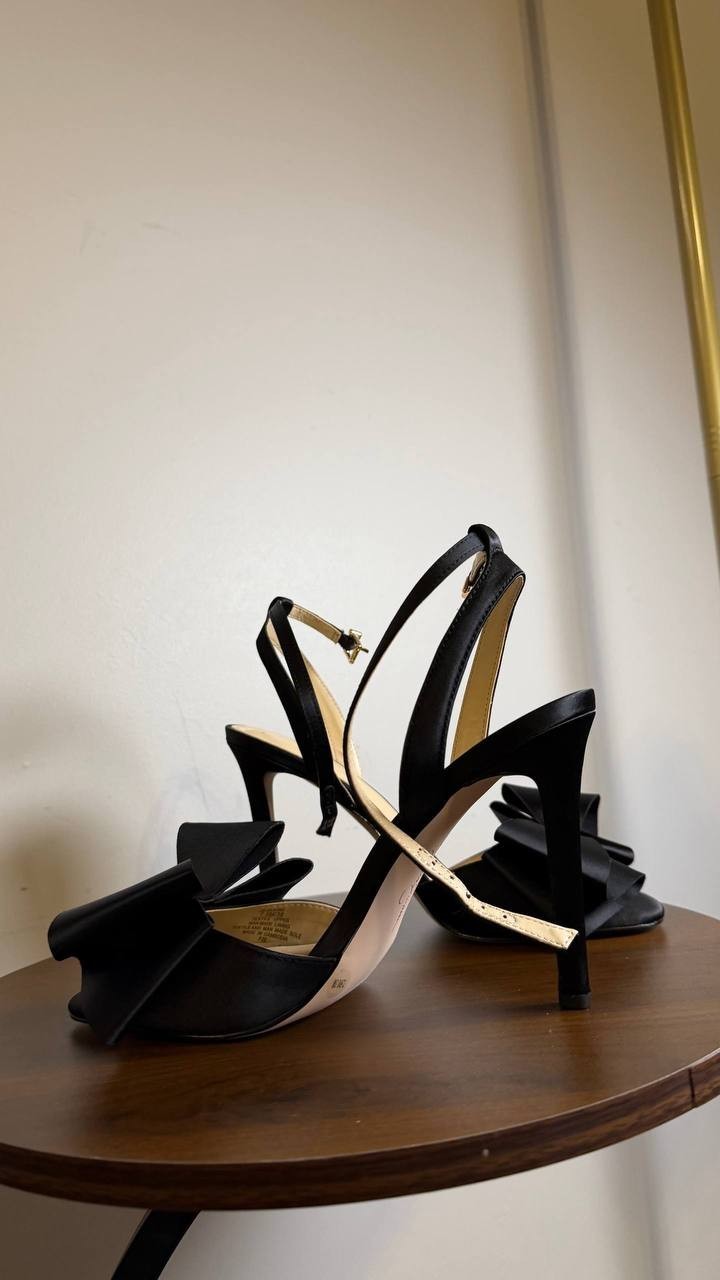 Jessica Simpson Black Satin Heeled Sandals Size 7.5M New in Box $99