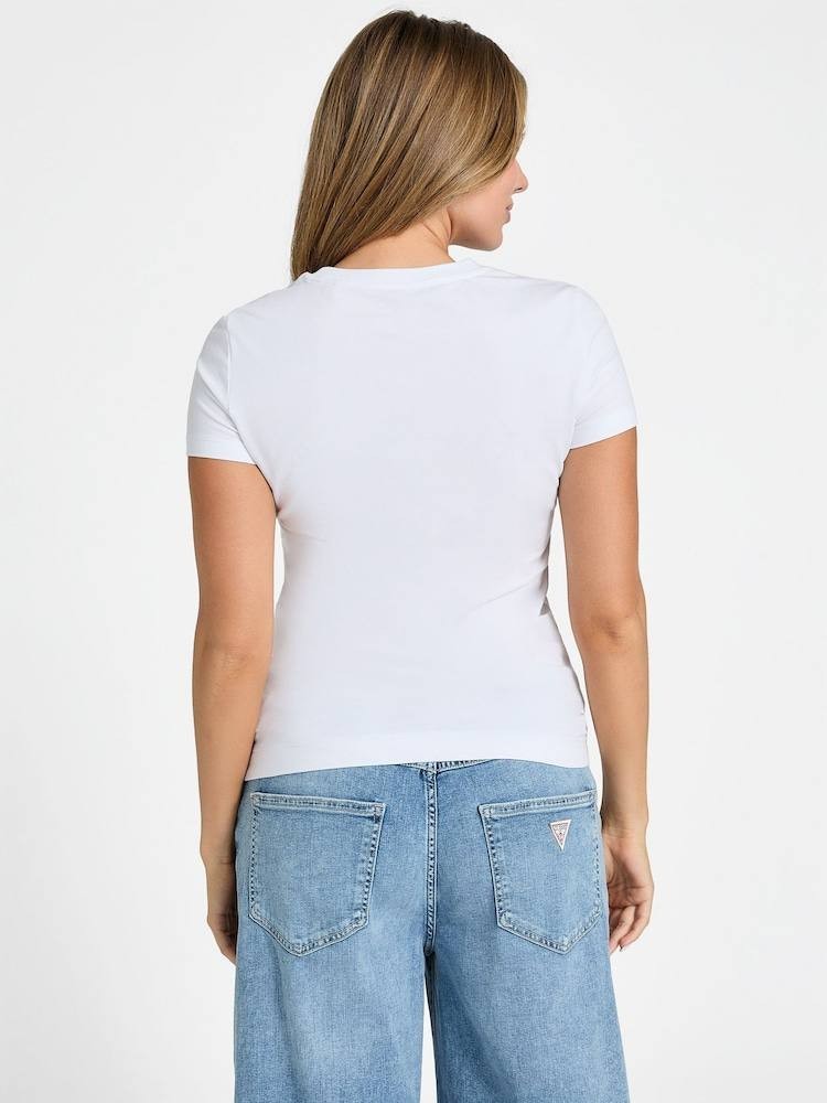 Guess Logo Lace T-Shirt White M Diamante Rhinestone Logo Tee New Tags NWT