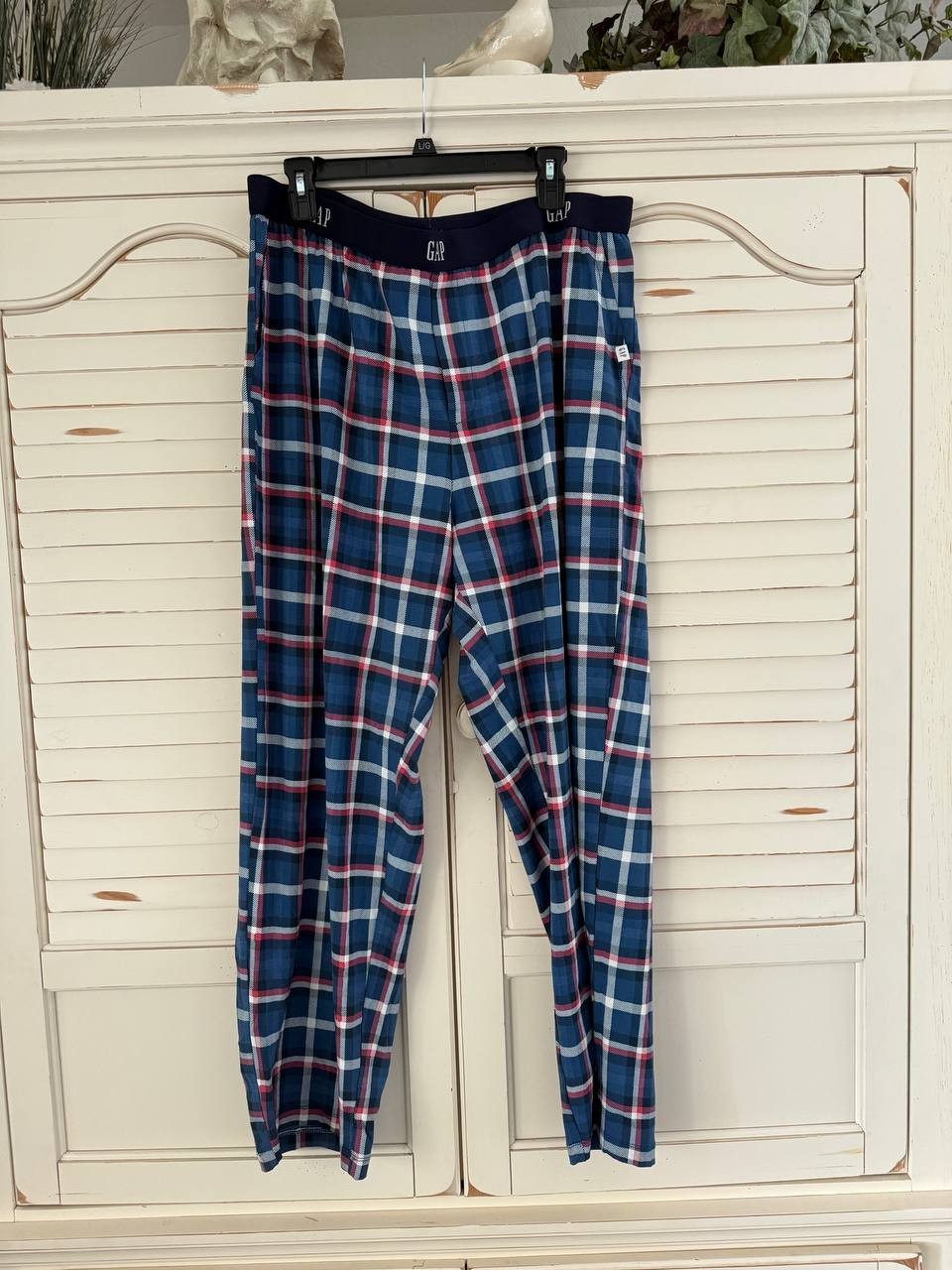 GAP Men’s Plaid Lounge Pants Blue Red White Check Size XL