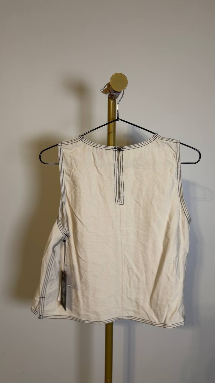Vince Camuto Top Stitched Sleeveless Top Cream S NWT $79