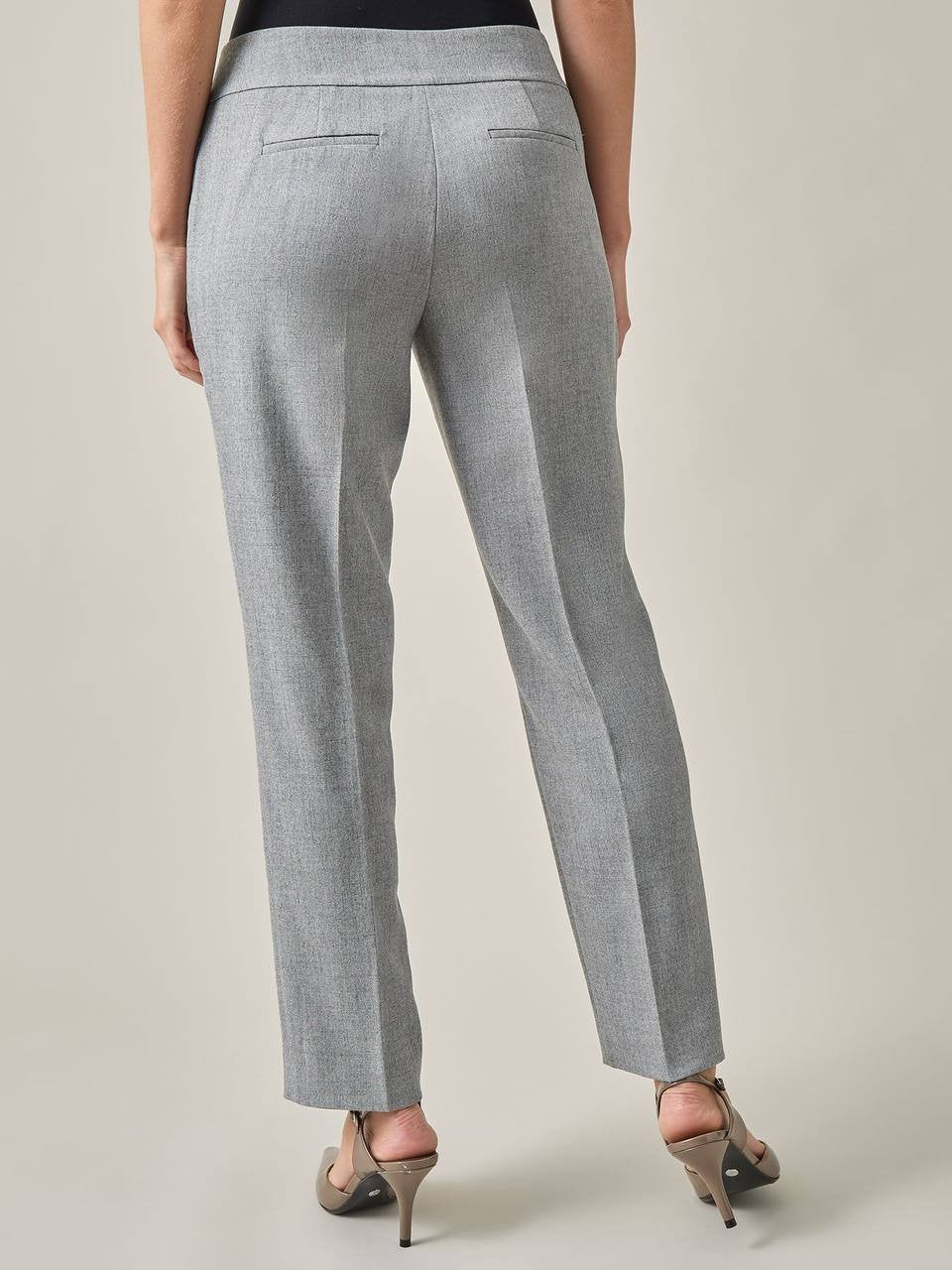 Kasper Ava Straight Leg Stretch Crepe Pants Grey/Black 2P NWT $79