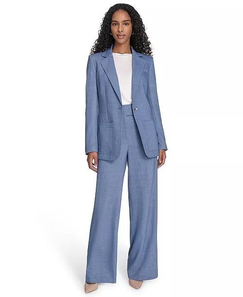 Calvin Klein Faux‑Denim High Rise Wide‑Leg Pants Blue 12 NWT $109