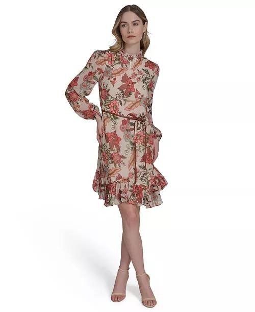 Vince Camuto Chiffon Printed Dress Multicolor 4 $148 NWT