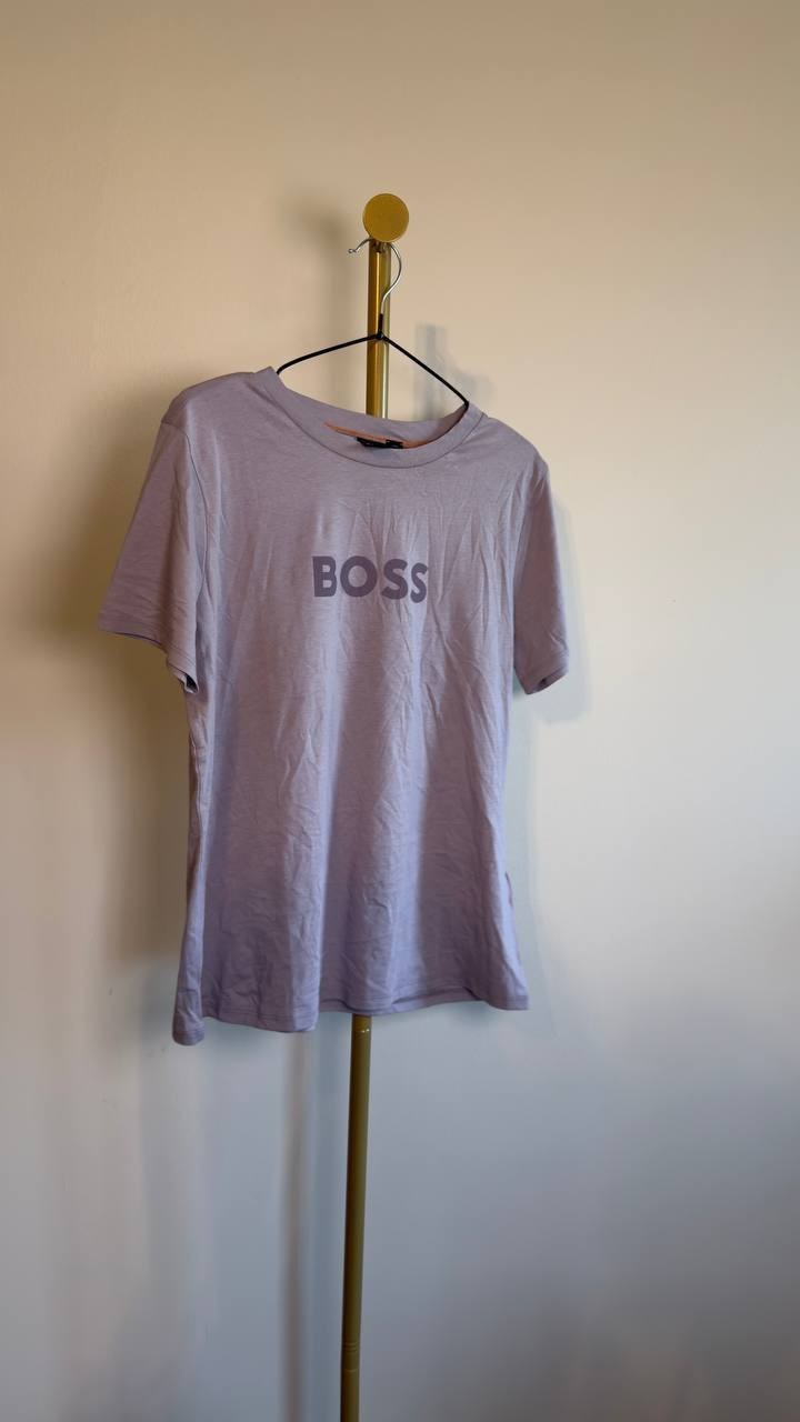 BOSS Elogo Logo Cotton Graphic T-Shirt Pastel Purple XL NWT $59