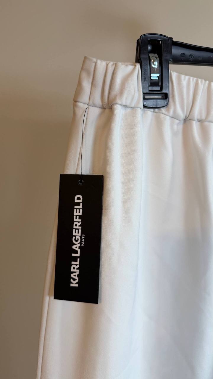 Karl Lagerfeld Paris Women’s Floral-Hem Pants Soft White Size 12 NWT $149