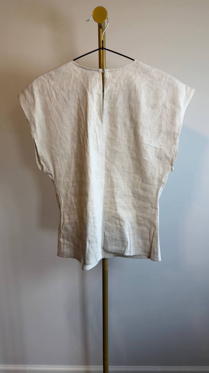 Calvin Klein Stretch Linen Top Cream XS NWT $99