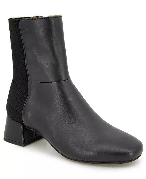 Gentle Souls Eileen Leather Block Heel Booties Black 9.5M NWB MSRP $199