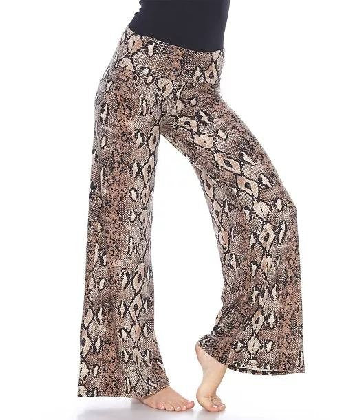 White Mark Python Printed Palazzo Pants Brown Snake L NWT $40