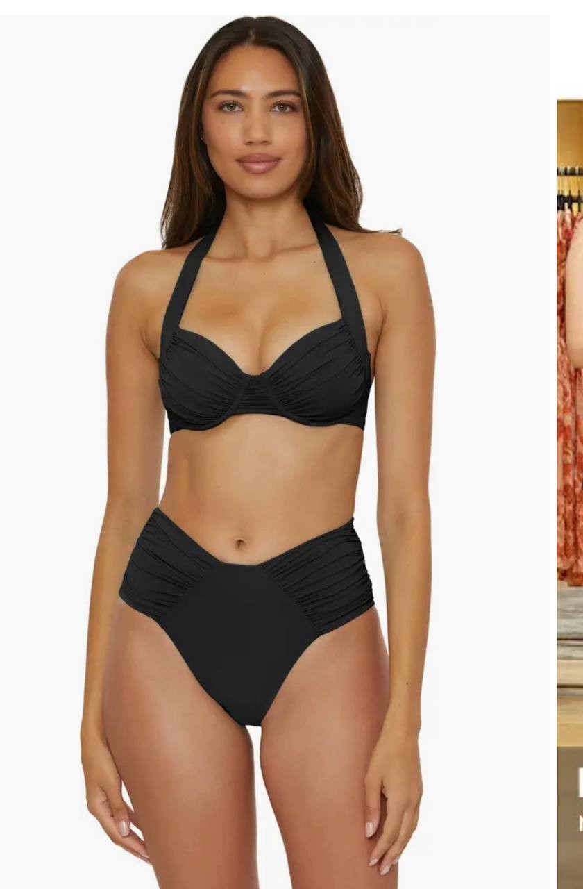 Becca by Rebecca Virtue Women's Black Swimsuit Top L, NWT, Removable Cups