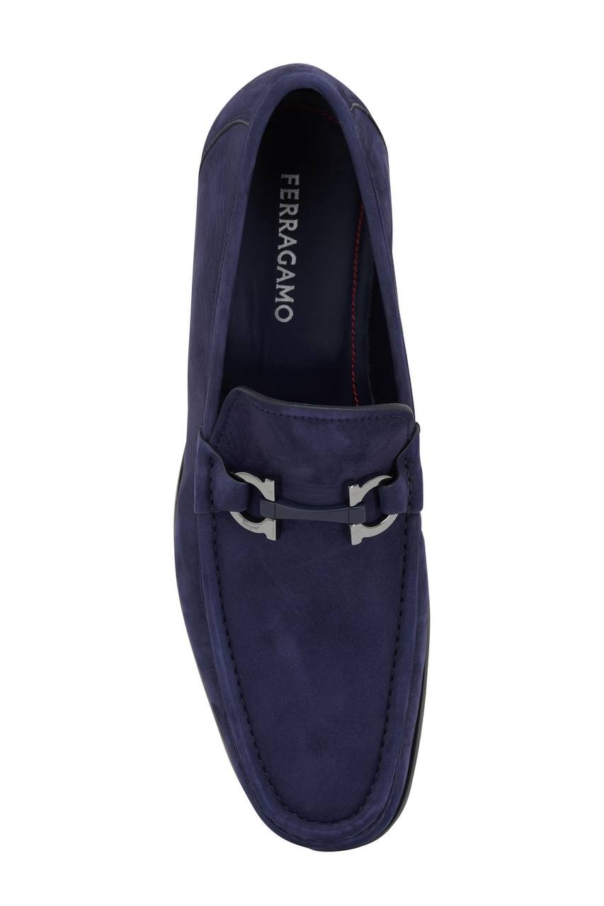 Ferragamo  Gancini  Loafers  Blue  Suede  8.5  New  in  Box  $950