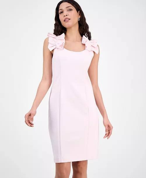 Donna Ricco Ruffled‑Strap Sheath Dress – Size 12 – NWT