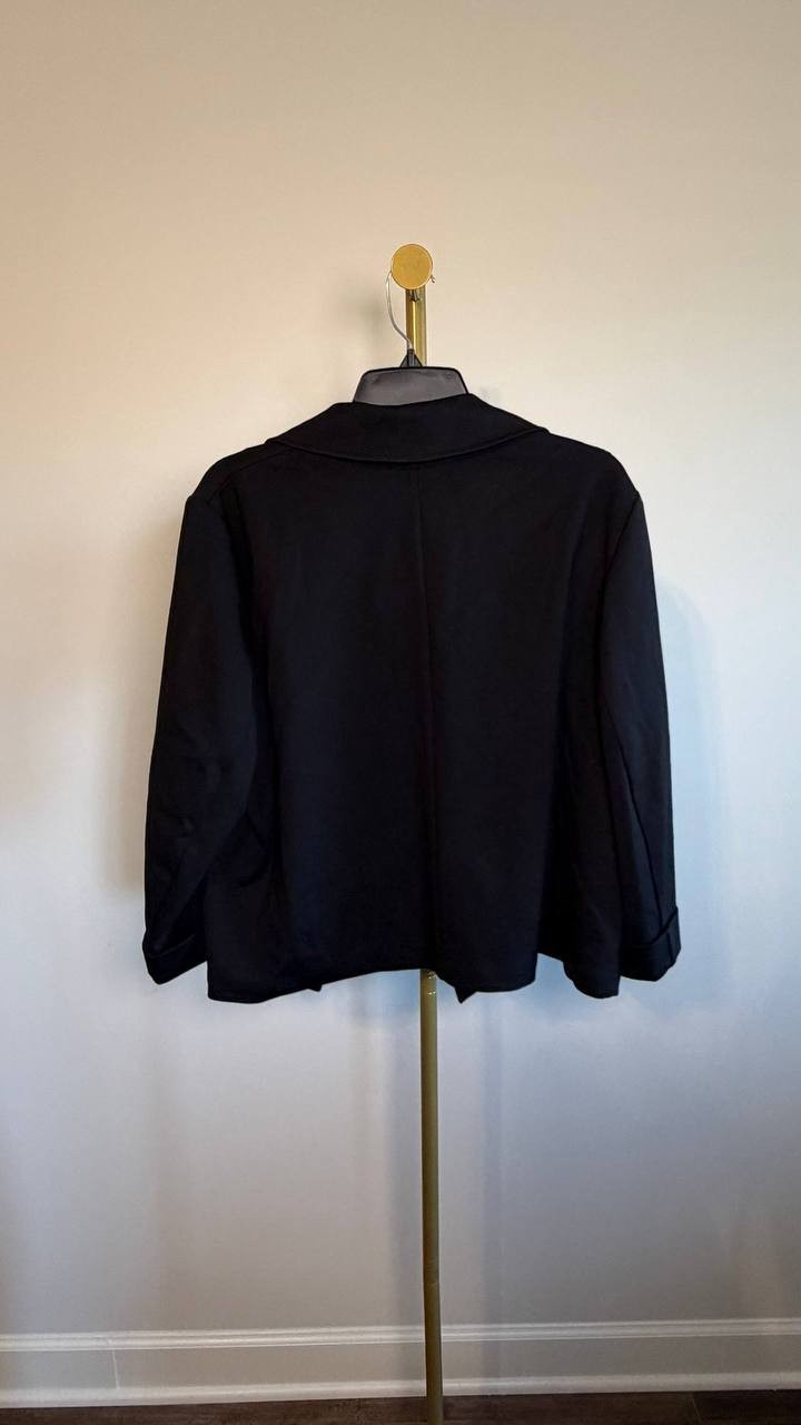 Anne Klein Open‑Front 3/4 Sleeve Blazer Black XL NWT $129