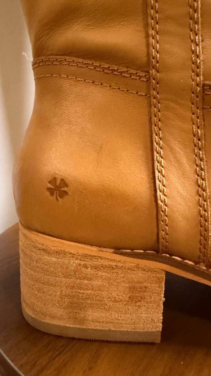 Lucky Brand Hybiscus Boots 10M Cream Leather Knee‑High Riding NIB msrp$229