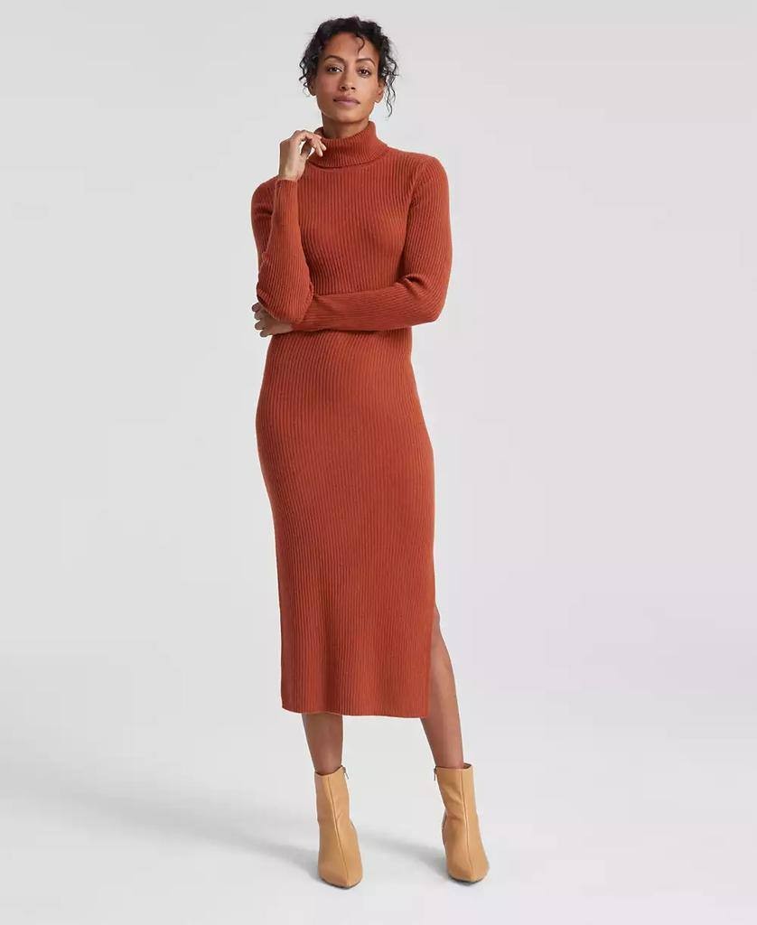 Charter Club Luxury Petite Cashmere Turtleneck Midi Dress Brown PXL NWT $229