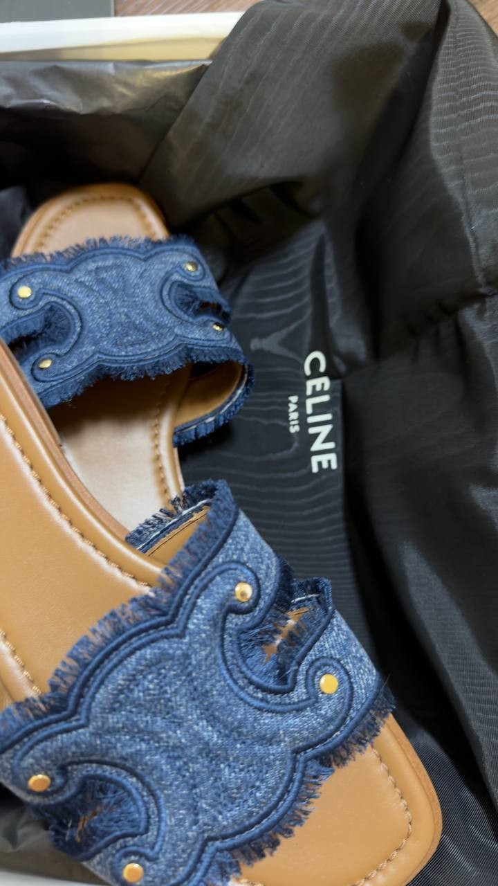 Celine Marina Mule Denim  Cotton 39 Pre‑owned Excellent