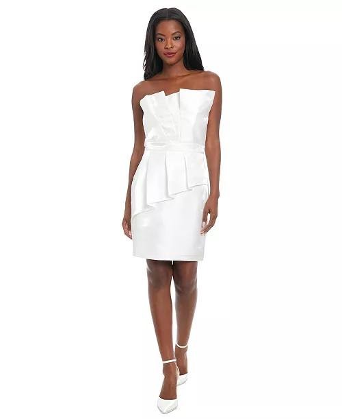 ivy+blu Women’s Pleated Bustier Peplum Dress Ivory Size14 NWT $109(need washing)