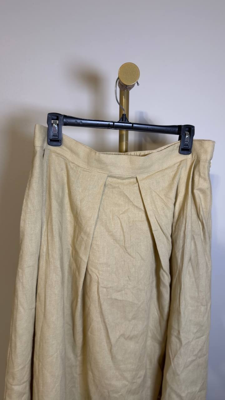 DKNY Women’s Eyelet Embroidery Linen Blend  Skirt Mojave Desert M NWOT $119