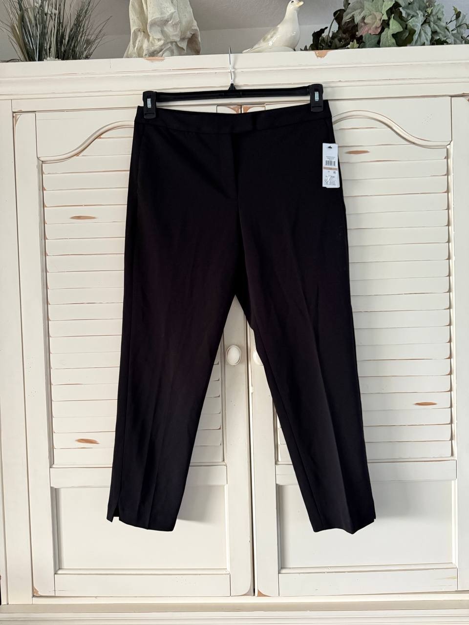 DKNY Pants 12 Black Foundation Slim Cropped Stretch Career Hook Zip NWT