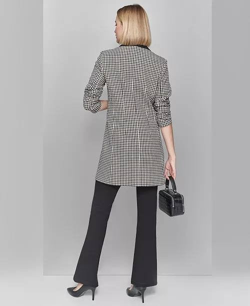 Karl Lagerfeld Paris Women’s Checkered One‑Button Blazer Black White 4 $199 NWT