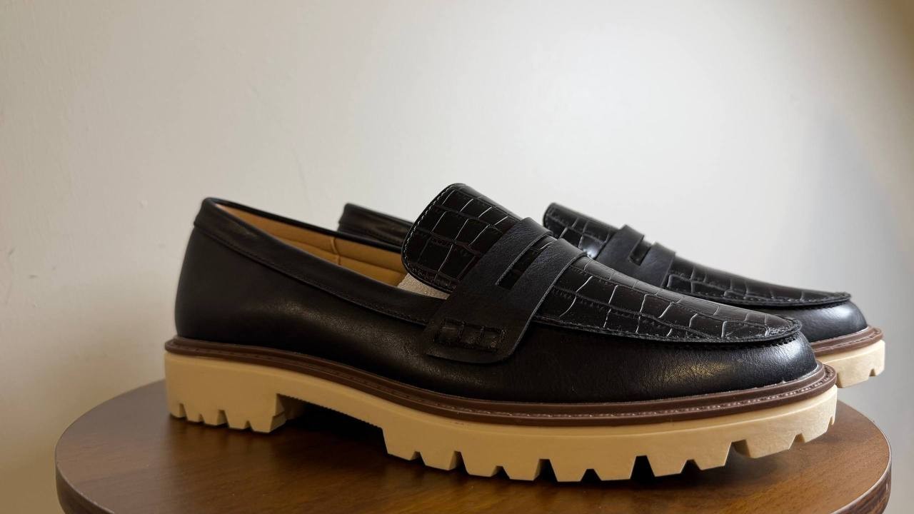 Journee Kenly Loafers 8.5 Black Lug Sole Slip‑On Croc Accent NIB msrp$85.99